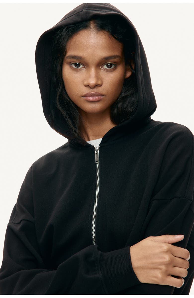 H&M Short Zip-through Hoodie, Alternate, color, Black