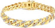 Haus of Brilliance 14K Gold Over Silver 3/8 Cttw Diamond Cuban Bracelet