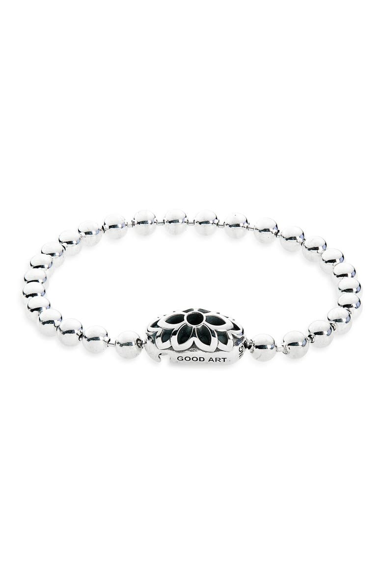Men's Triple Cutout B Poplock Bracelet, Main, color, STERLING SILVER