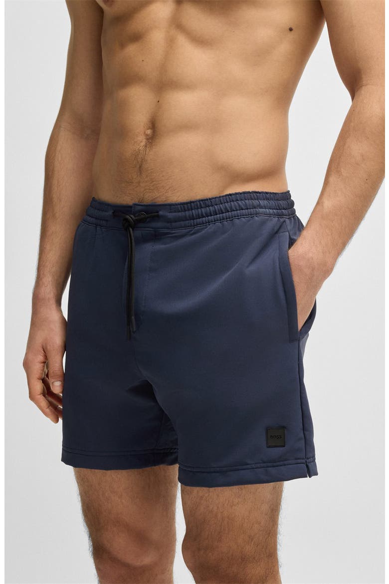 Solid Stretch Swim Trunks, Alternate, color, NAVY