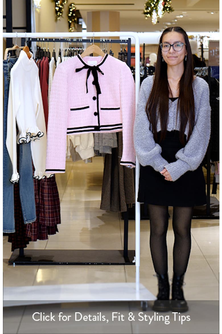 Tweed Crop Bow Trim Jacket video