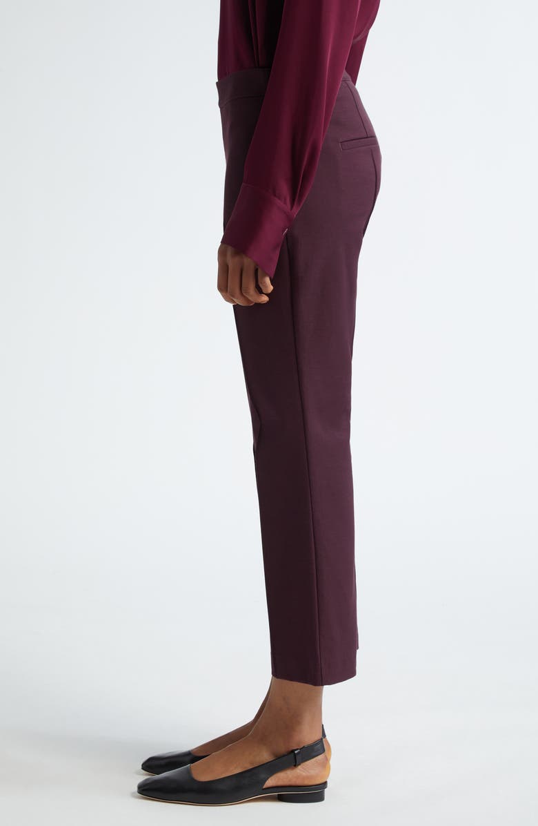 Vince Pintuck Crop Flare Cotton Blend Pants, Alternate, color, Dahlia Wine