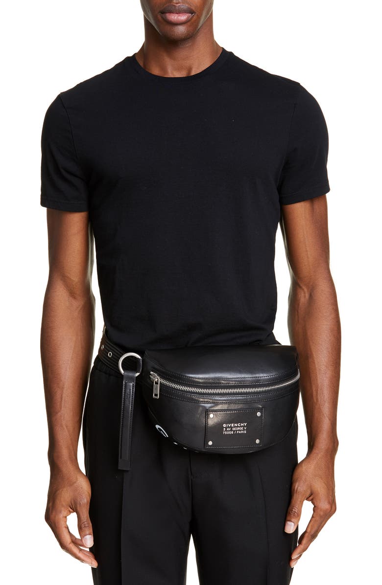 Givenchy Logo Leather Belt Bag, Alternate, color,