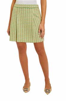 Misook Pleat Detail Tweed Miniskirt