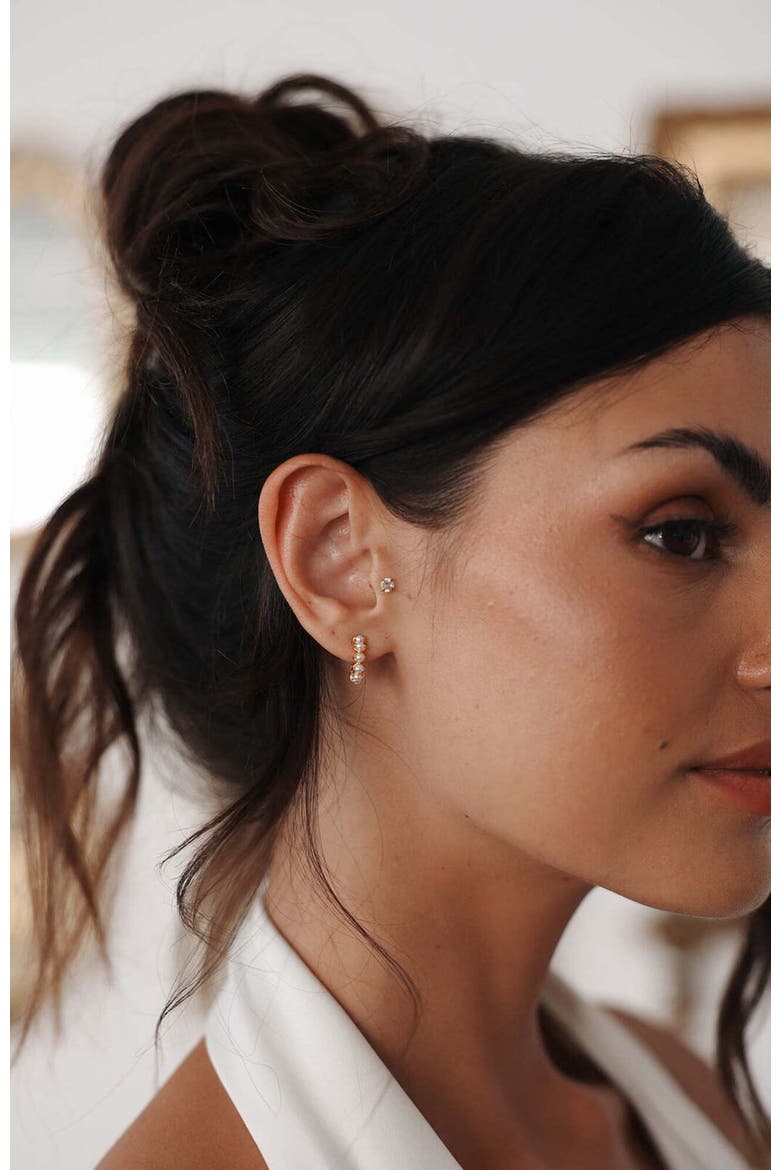 Jessica Pearl Mini Hoops, Alternate, color, Pearl