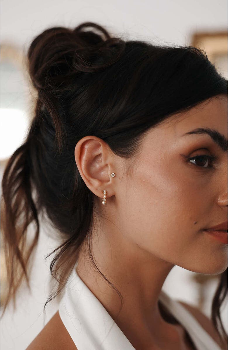 Untamed Petals Jessica Pearl Mini Hoops, Alternate, color, Pearl