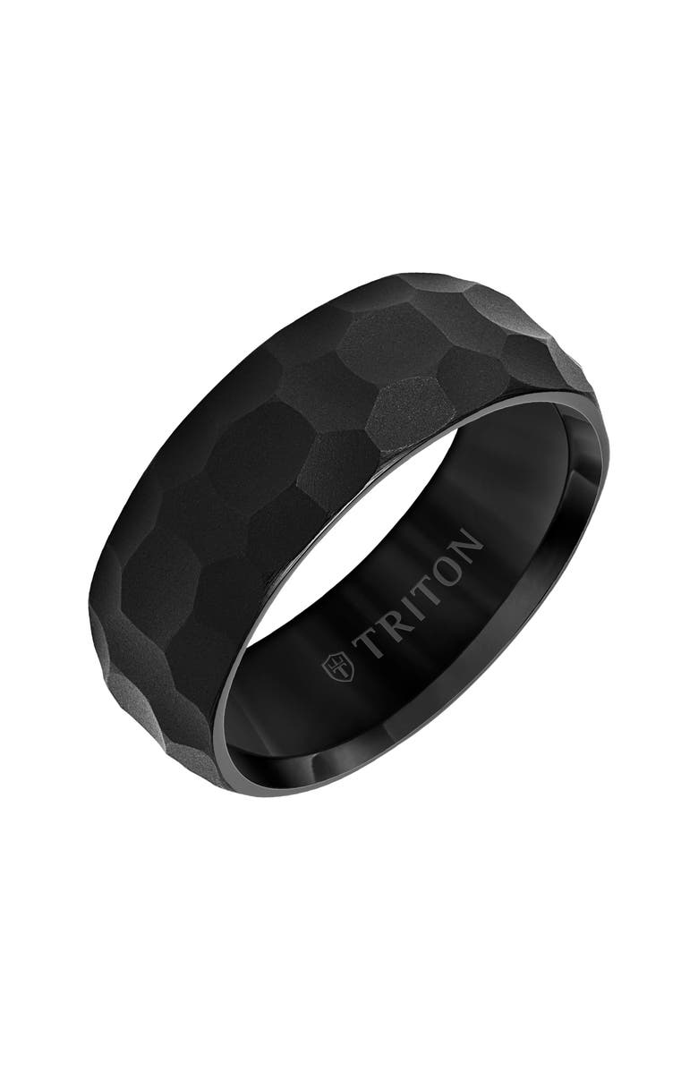 Triton 8MM Tungsten Carbide Ring with Hammered Edge To Edge, Main, color, 