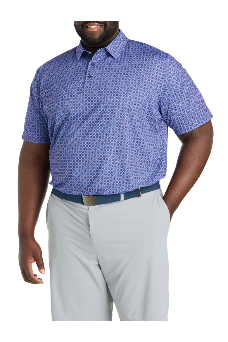 Big & Tall Golf Club Printed Performance Polo Shirt, Main, color, PEACOAT