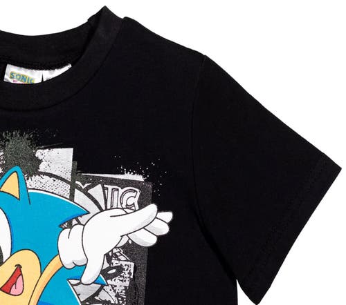 Sega Sonic The Hedgehog T-shirt & Athletic Mesh Shorts Set In Black