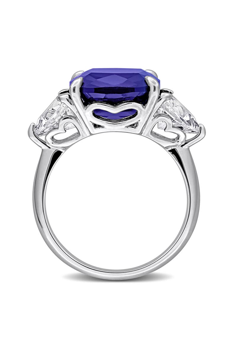 Lab-Created Sapphire 3-Stone Ring Sterling Silver, Alternate, color, Sapphire