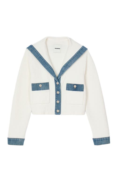 SANDRO SANDRO CARDIGAN WITH DENIM DETAILS