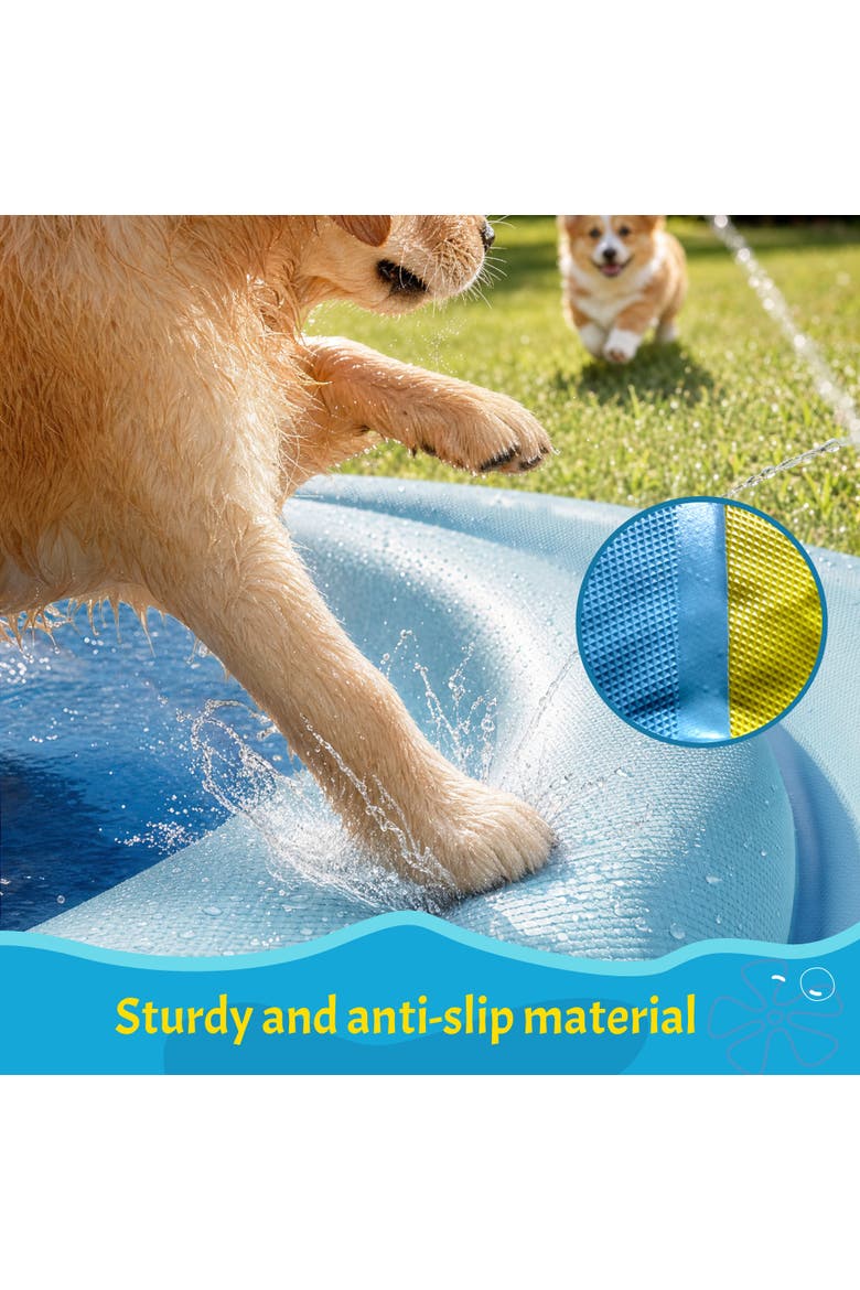 79 Inch Non-Slip Family Splash Pad, 0.43mm Thick BPA Free Sturdy Sprinkler Water Play Mat for Kids Toddlers Dogs Backyard Summer Outdoor Water Toy, Alternate, color, Blue