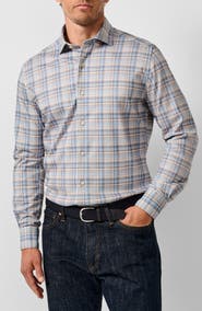 David Donahue Plaid Knit Sport Shirt