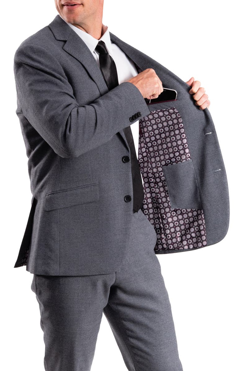 SAVILE ROW CO Charcoal Donegal Twist Trim Fit Suit, Alternate, color, Grey