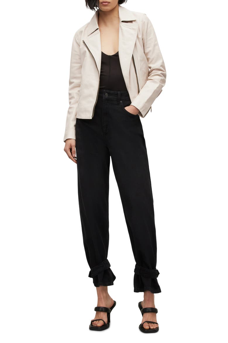 Vela Leather Biker Jacket, Alternate, color, IVORY WHITE
