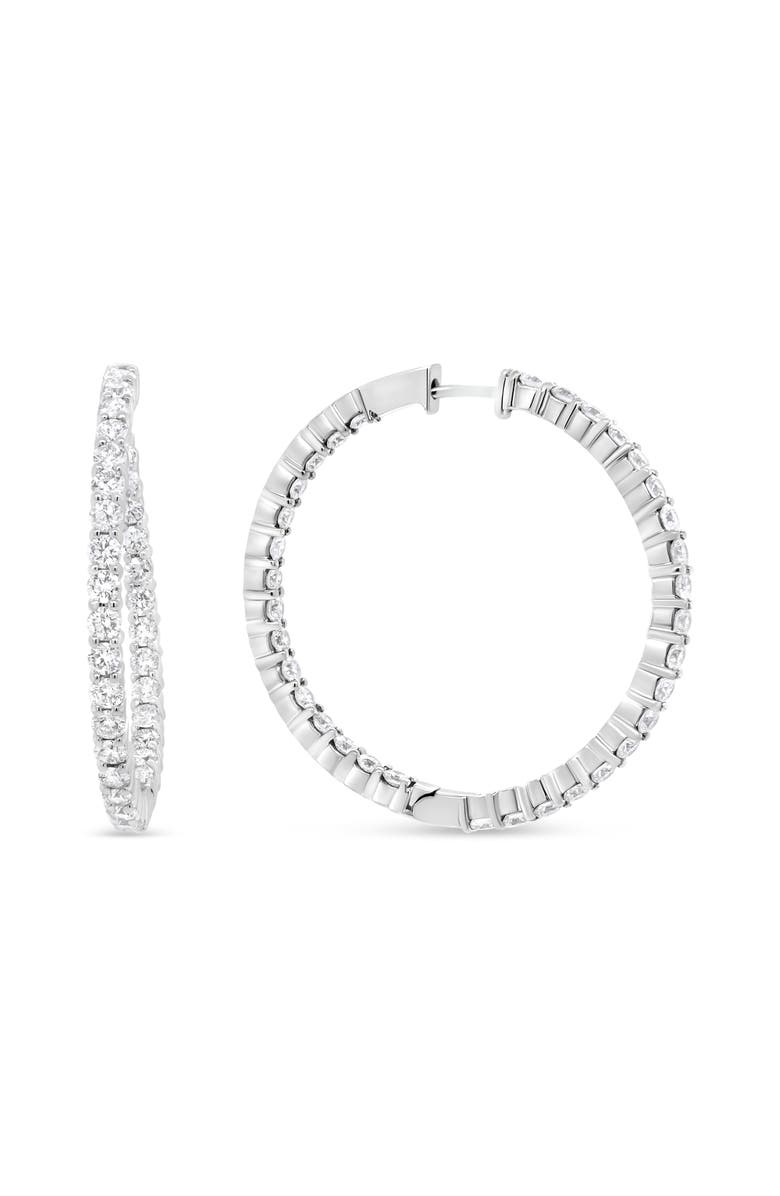 Haus of Brilliance 18K White Gold 3 5/8 Cttw Round Diamond Curved Inside-Outside Hoop Earrings, Alternate, color, White