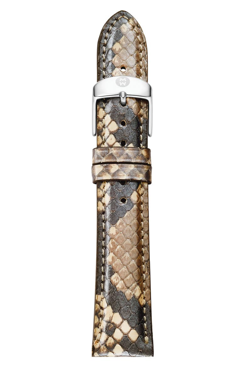 16mm Leather Watch Strap, Main, color, BROWN PYTHON