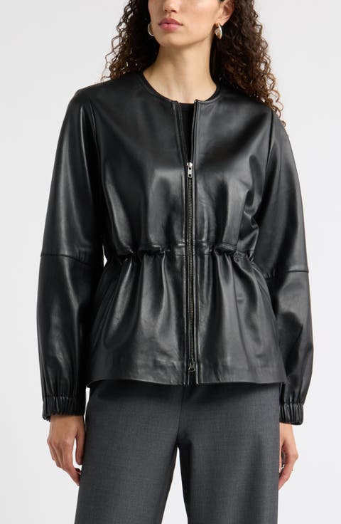 Cinch Waist Leather Jacket
