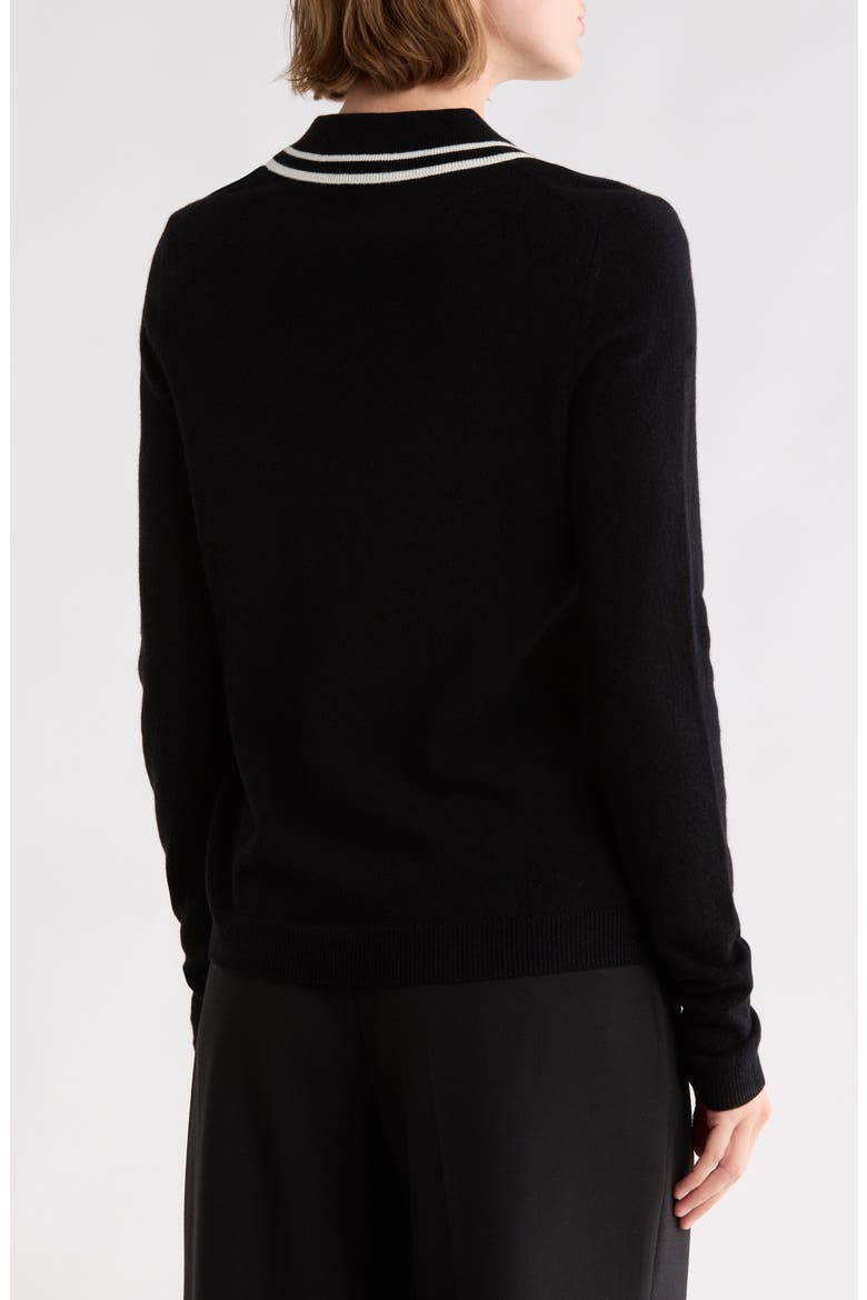 Tipped Wool & Cashmere Polo Sweater, Alternate, color, BLACK