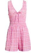 Rip Curl Paradise Check Smocked Cotton Blend Romper