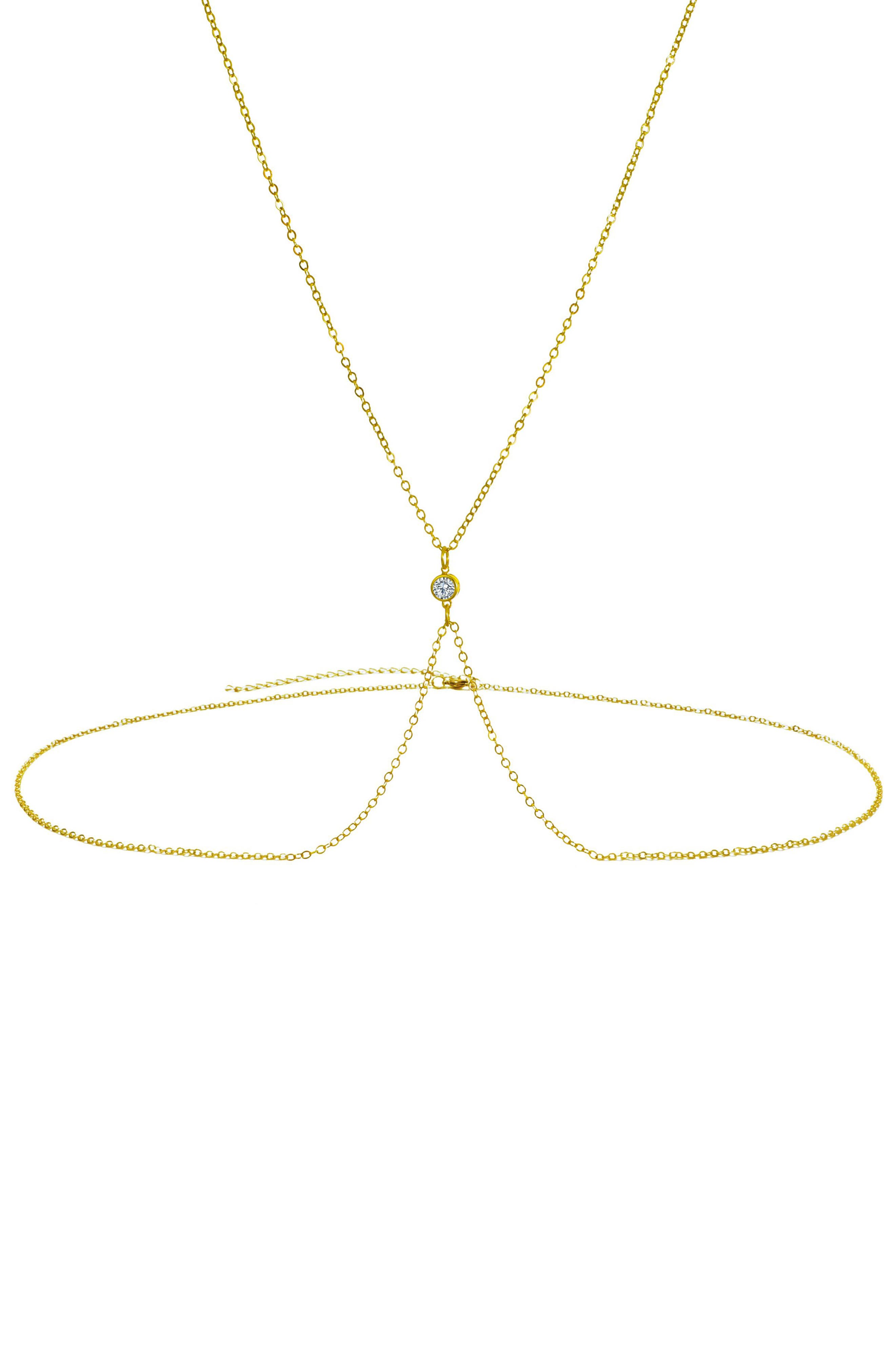 Adornia 14K Gold Plated Cubic Zirconia X Body Chain