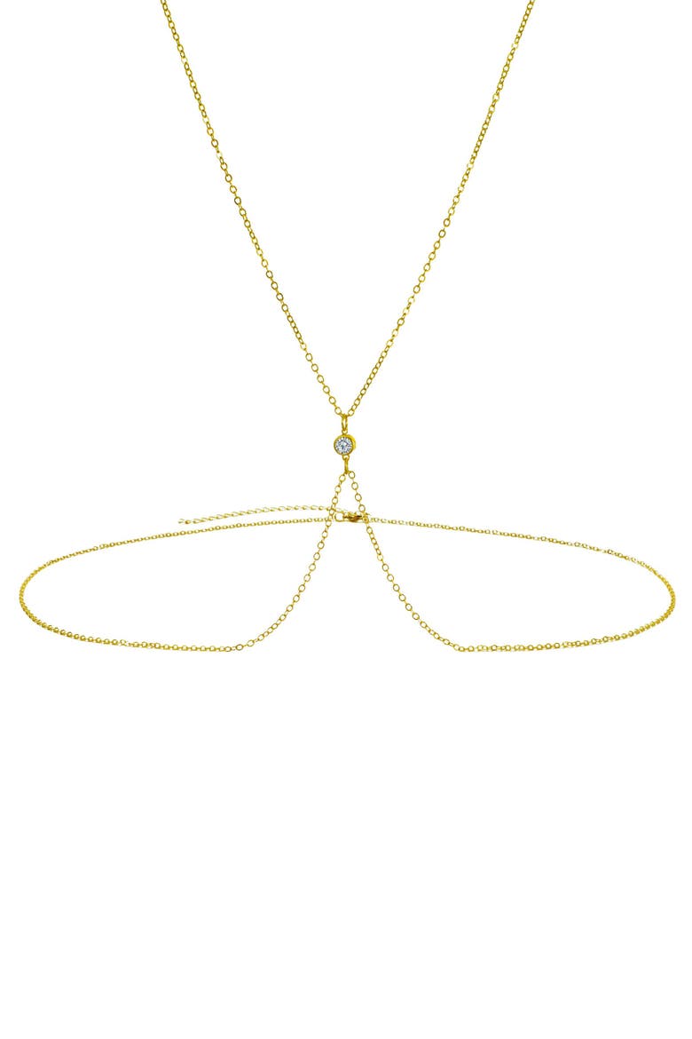 14K Gold Plated Cubic Zirconia X Body Chain, Main, color, GOLD