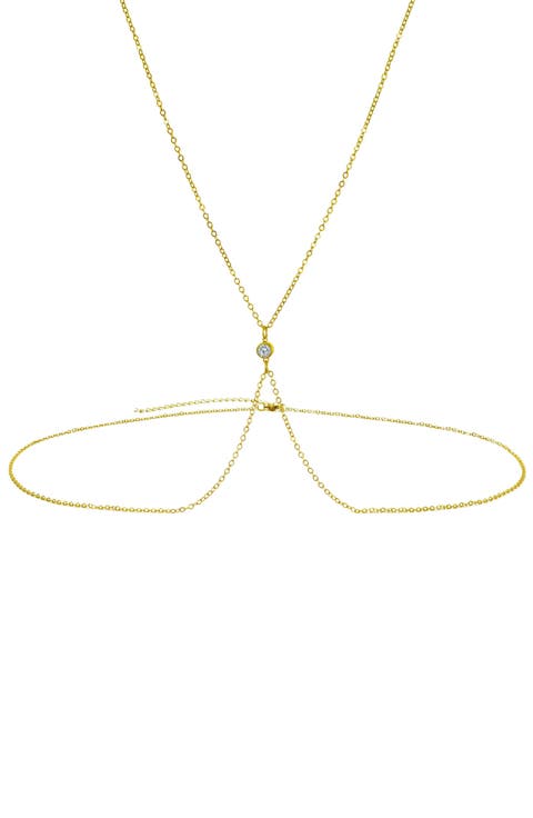 14K Gold Plated Cubic Zirconia X Body Chain