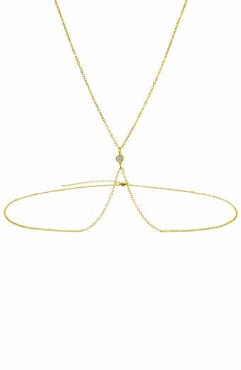 14K Gold Plated Cubic Zirconia X Body Chain