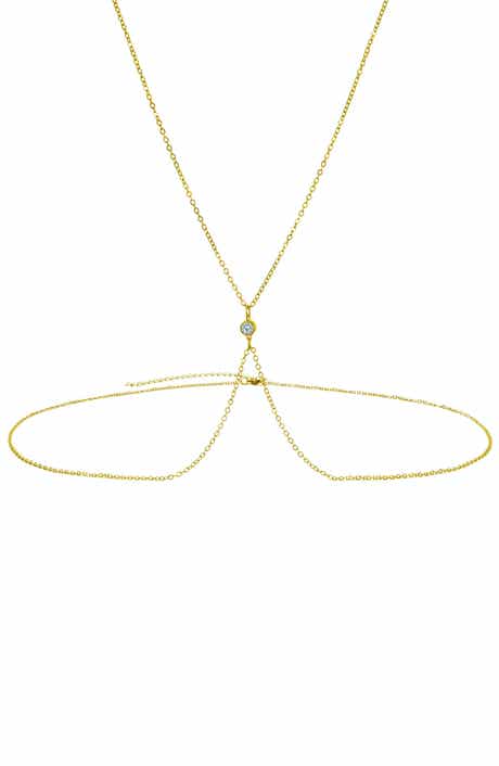 Adornia 14K Gold Plated Cubic Zirconia X Body Chain