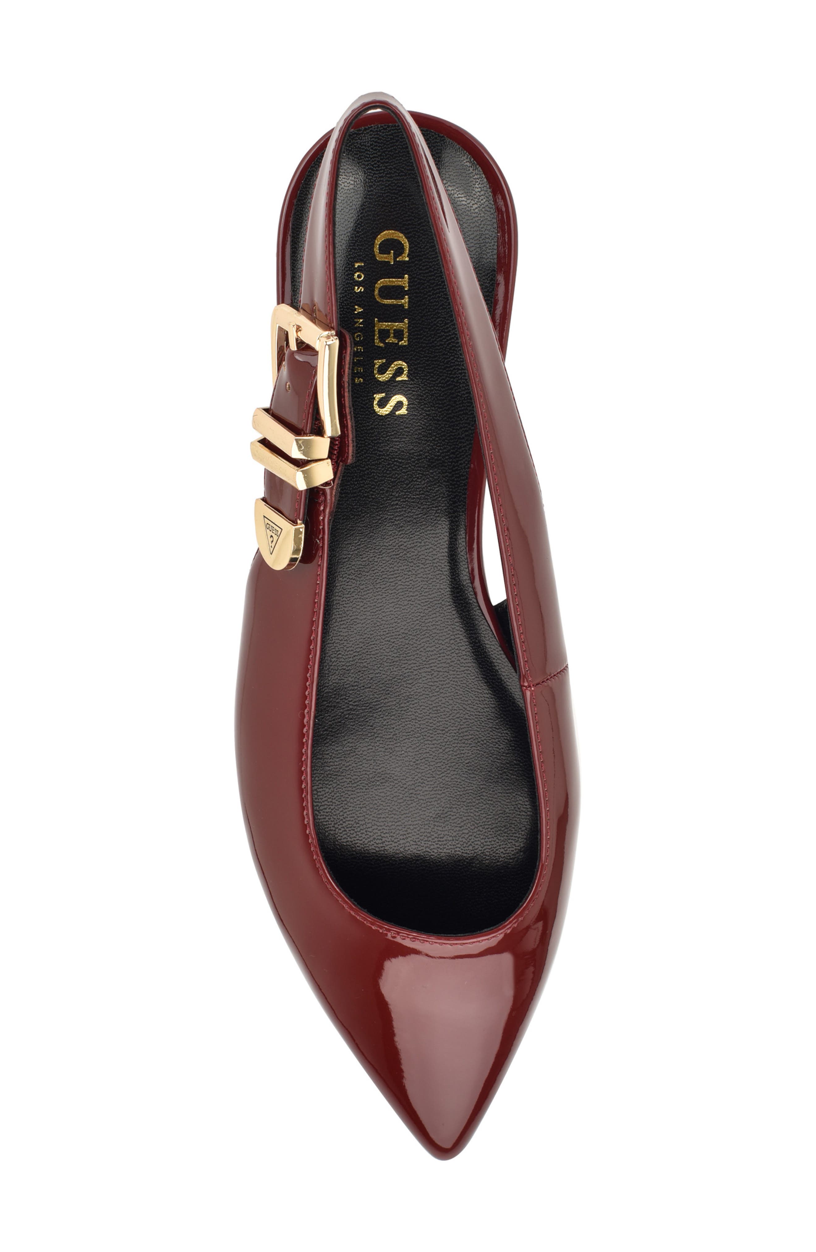 GUESS <p>Elirra Faux Leather Slingback Flat (Women)</p>, Alternate, color, Dark Red