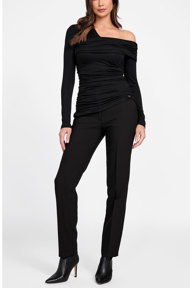 Astrid Shirred Asymmetric Top, Alternate, color, JBLACK-BLACK