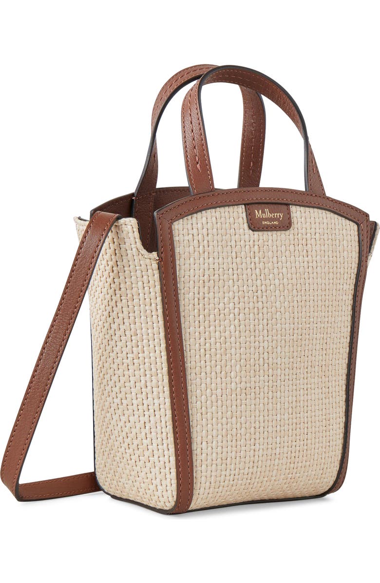 Mulberry Mini Clovelly Raffia Tote, Alternate, color,