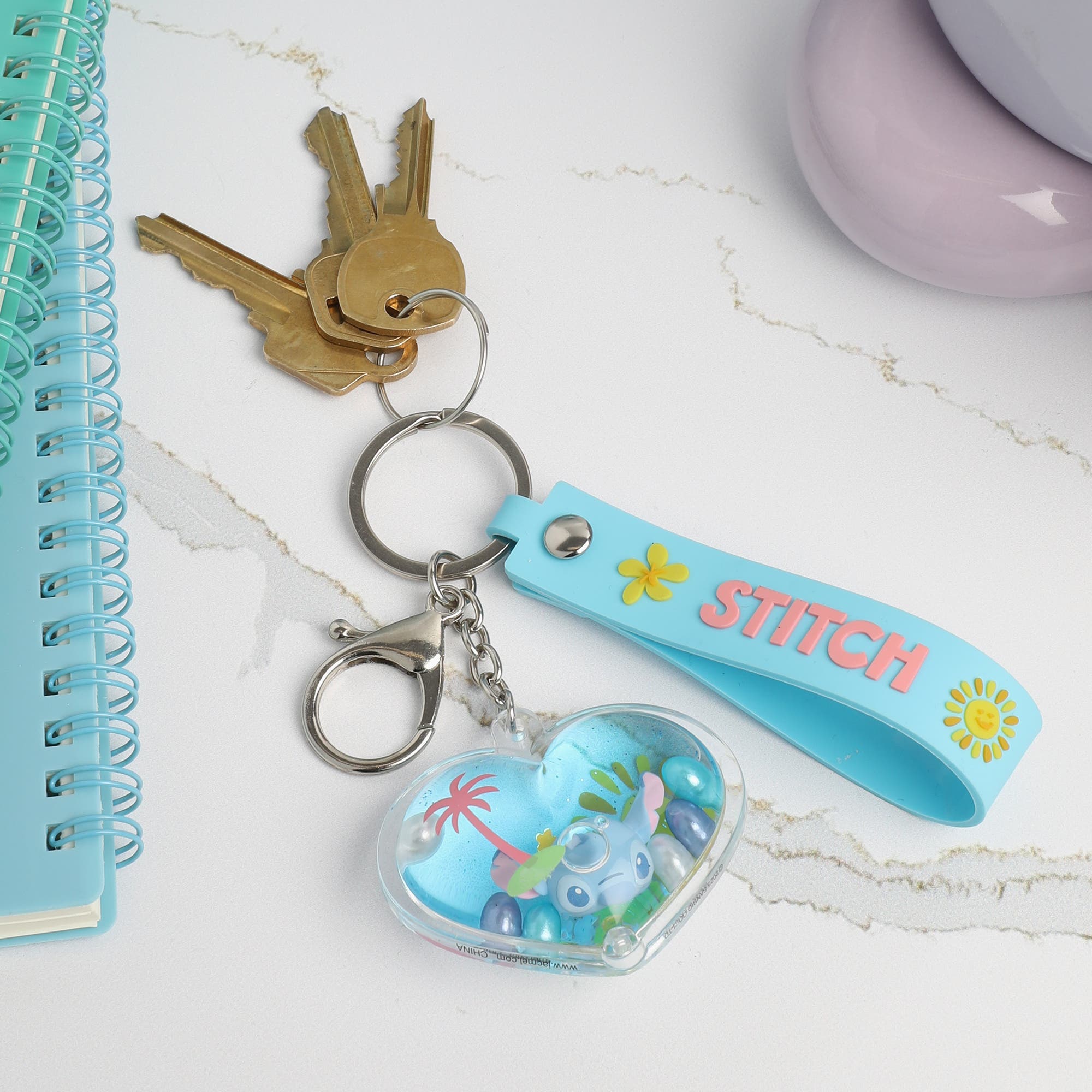 Disney Stitch Liquid Surf And Sun Keychain, Alternate, color, Light Blue