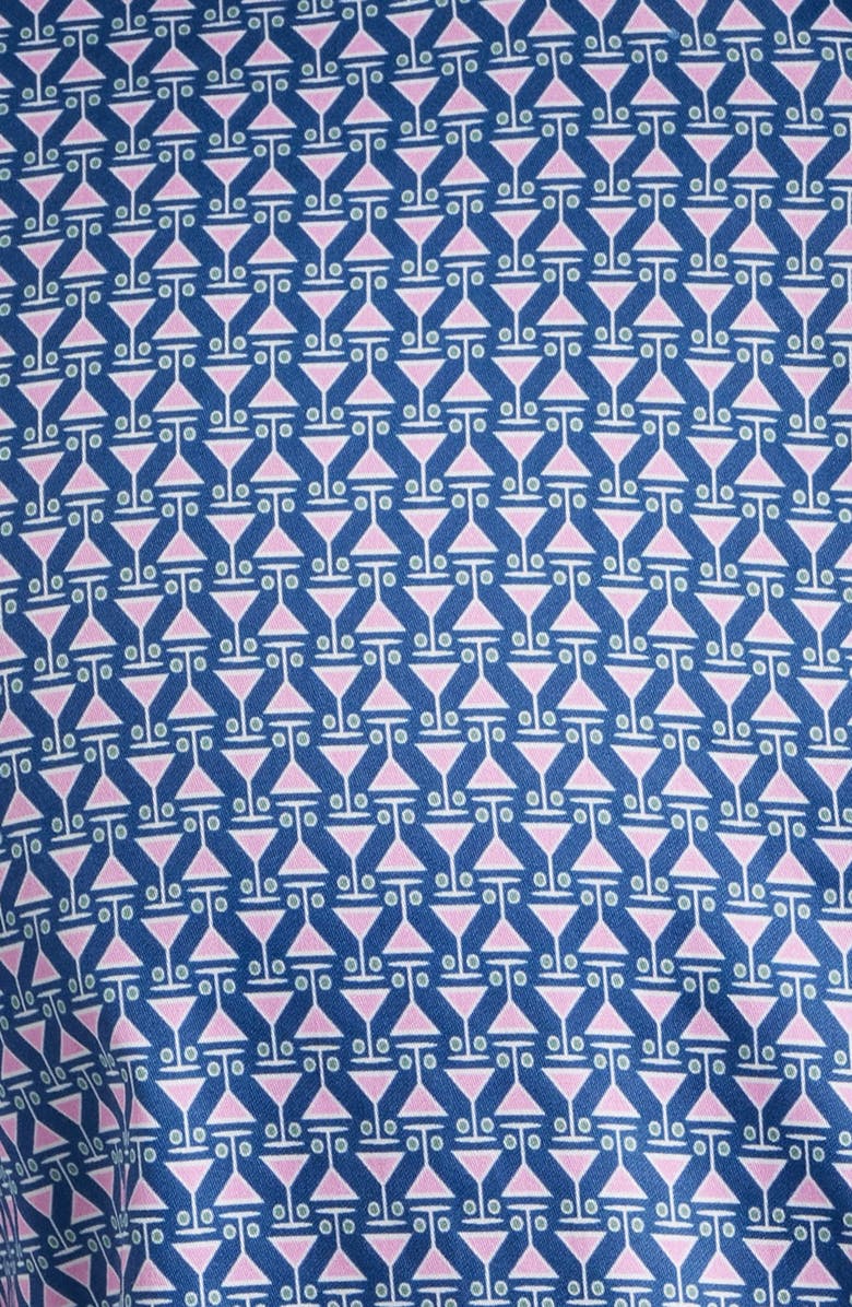 Johnston & Murphy Martini Print Cotton Button-Up Shirt, Alternate, color, Pink/Navy