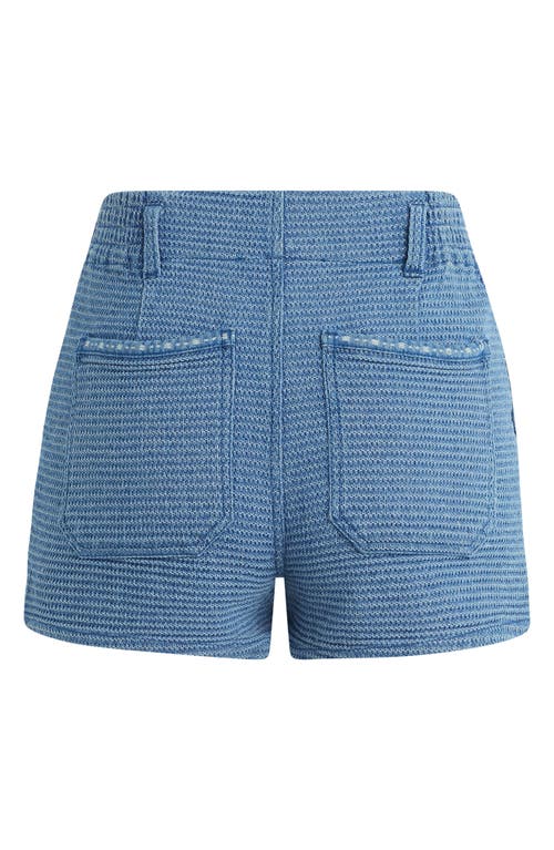 Favorite Daughter The Arlo High Waist Textured Denim Shorts In Blue