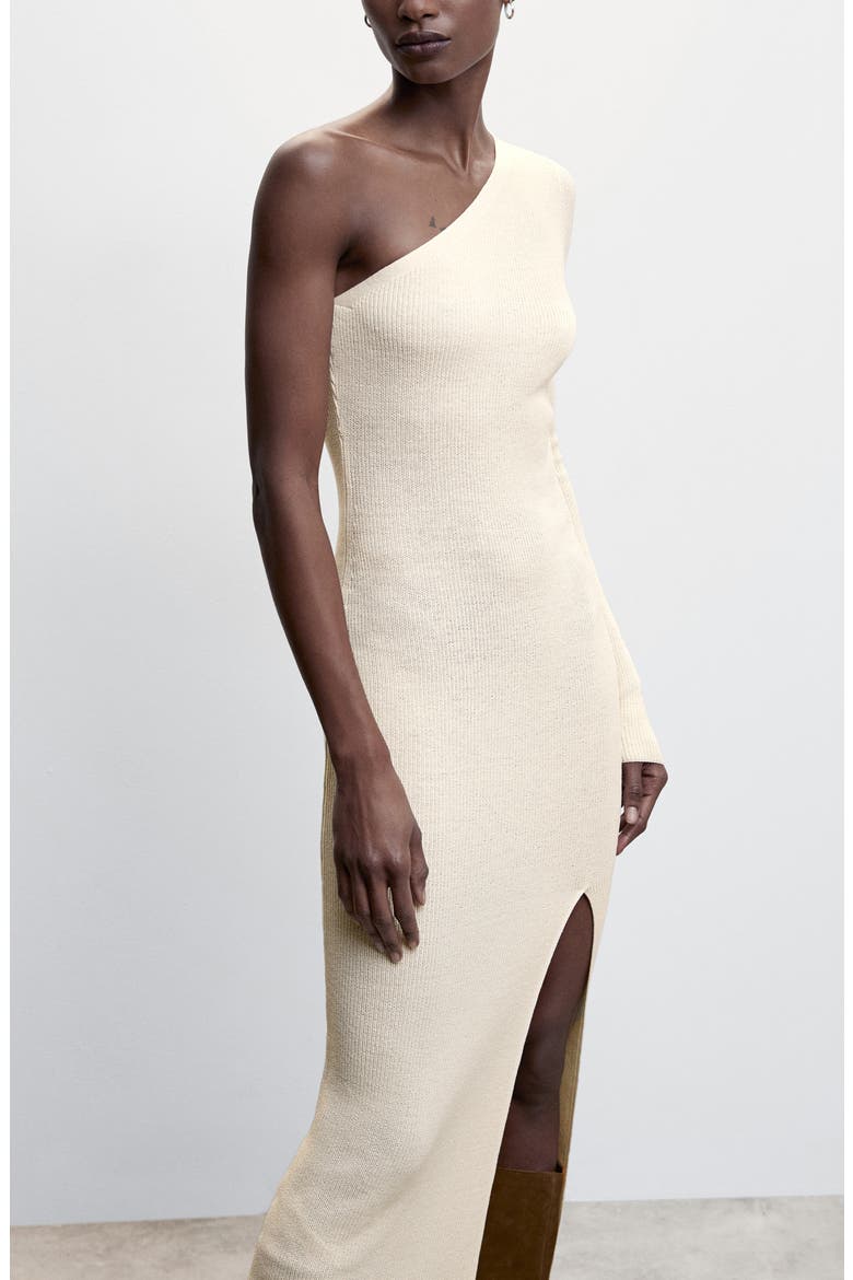 One-Shoulder Sweater Dress, Alternate, color, ECRU