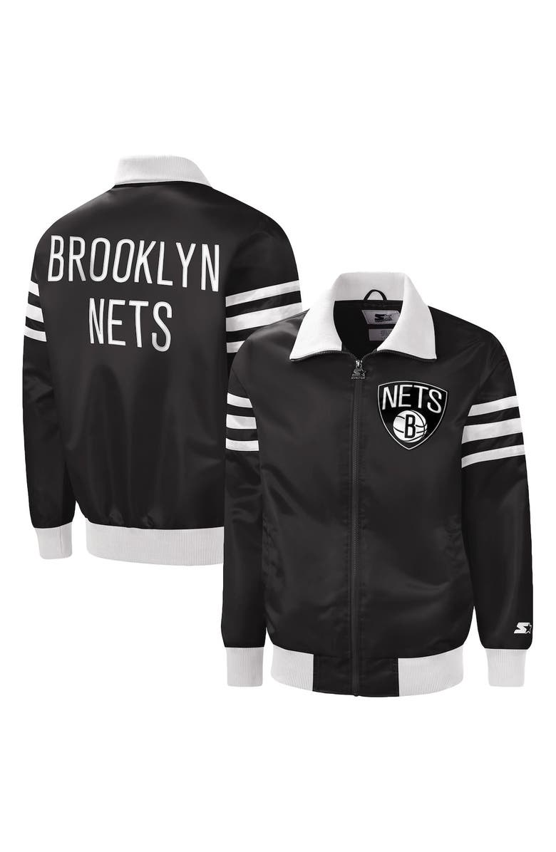 STARTER Men's Starter Black Brooklyn Nets The Captain II Full-Zip