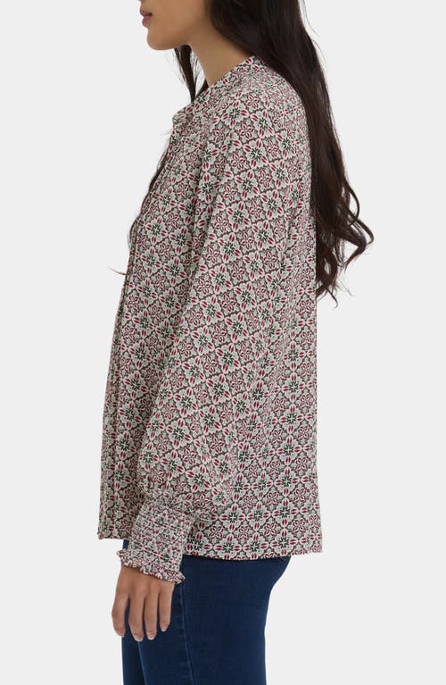Nydj Pleated Peasant Blouse In Neutral