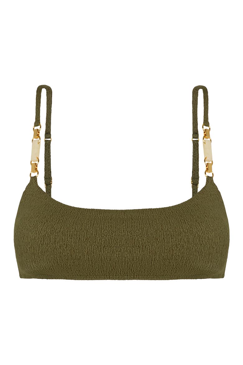 Janet Louise Scoop Neck Bikini Top, Alternate, color, DARK GREEN