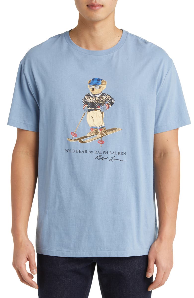 Polo Ralph Lauren Skiing Polar Bear Graphic T-Shirt, Main, color, Cr23 Channel Blue Ski Bear
