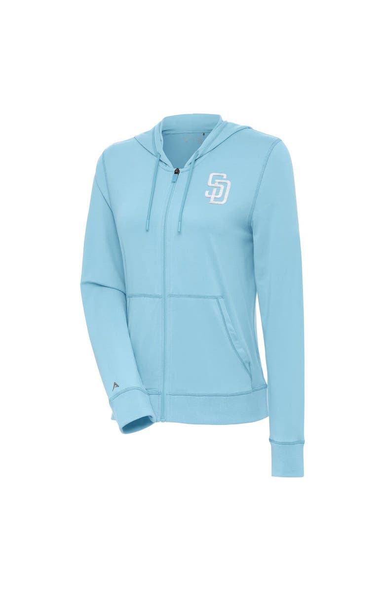 ANTIGUA Women's Antigua Powder Blue San Diego Padres Advance Full-Zip Hoodie, Main, color,