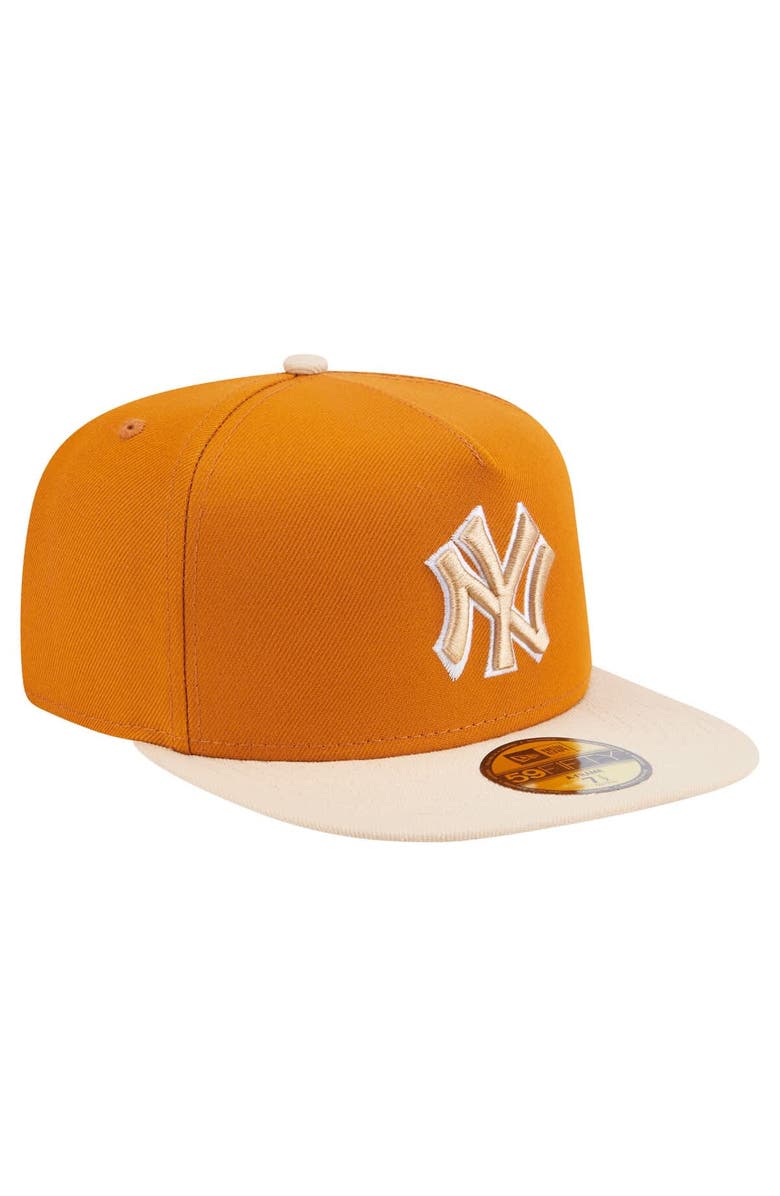New Era Men's New Era Orange/Light Beige New York Yankees Two-Tone Color Pack A-Frame 59FIFTY Fitted Hat, Alternate, color, Orange
