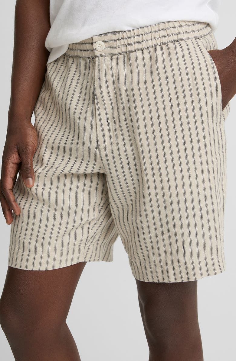 Vince Ballstone Stripe Hemp Drawstring Shorts, Alternate, color, Parchment/ Coastal Stripes