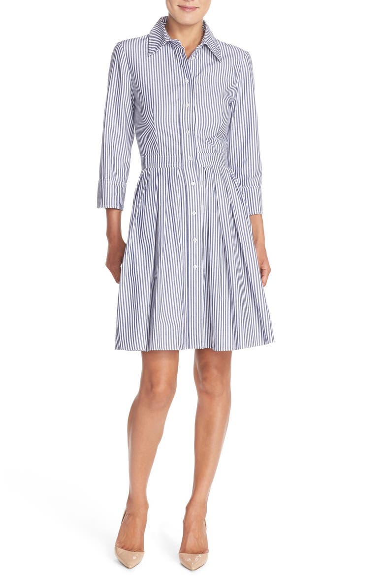 Stripe Cotton Shirtdress, Alternate, color, BLUE/ IVORY
