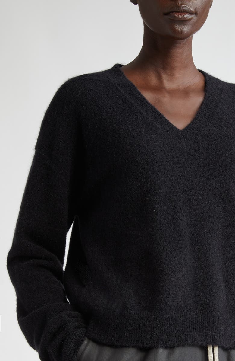 Rick Owens Tommy Alpaca & Wool Blend V-Neck Sweater, Alternate, color, 