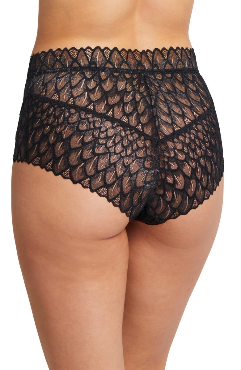 Montelle Intimates Lacey High Waist Lace Briefs, Alternate, color, Black