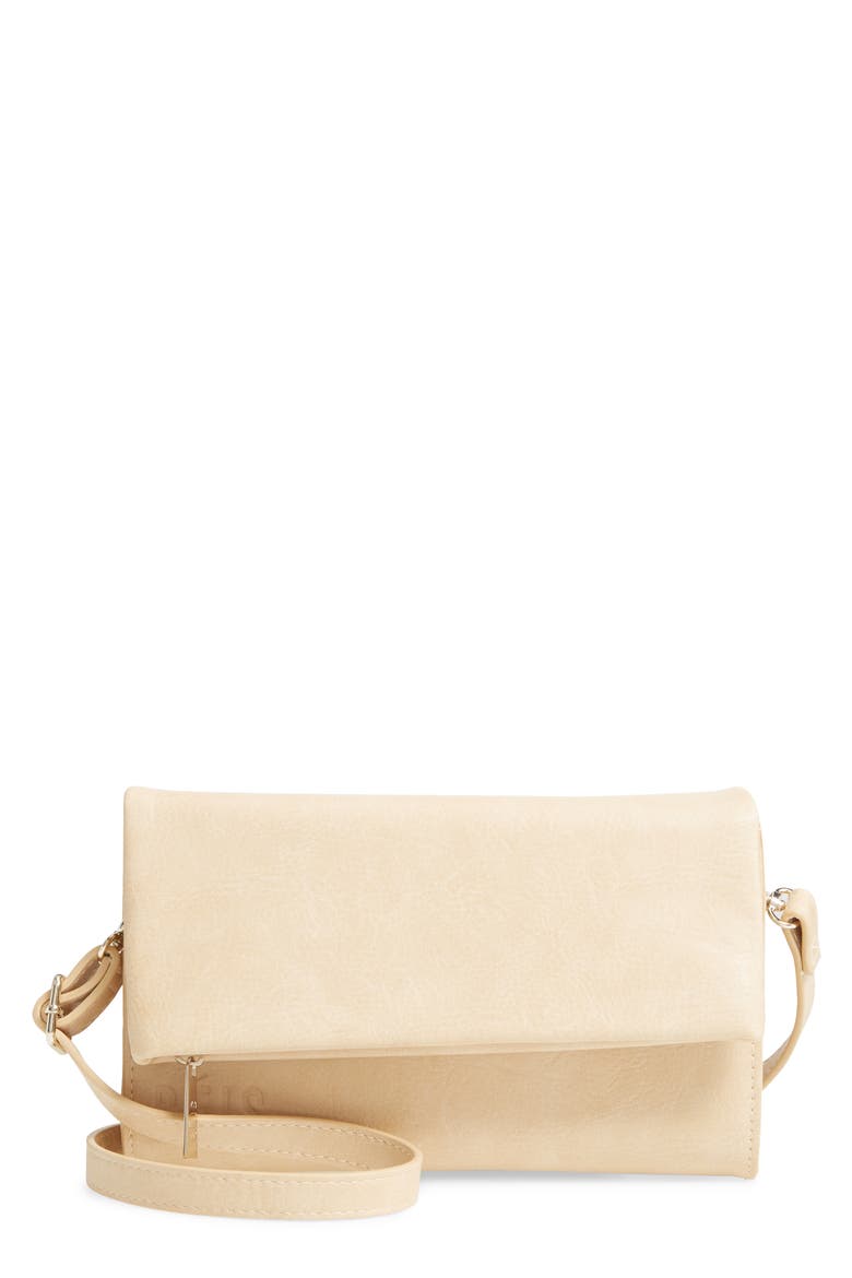 Faux Leather Crossbody Wallet, Main, color, BEIGE