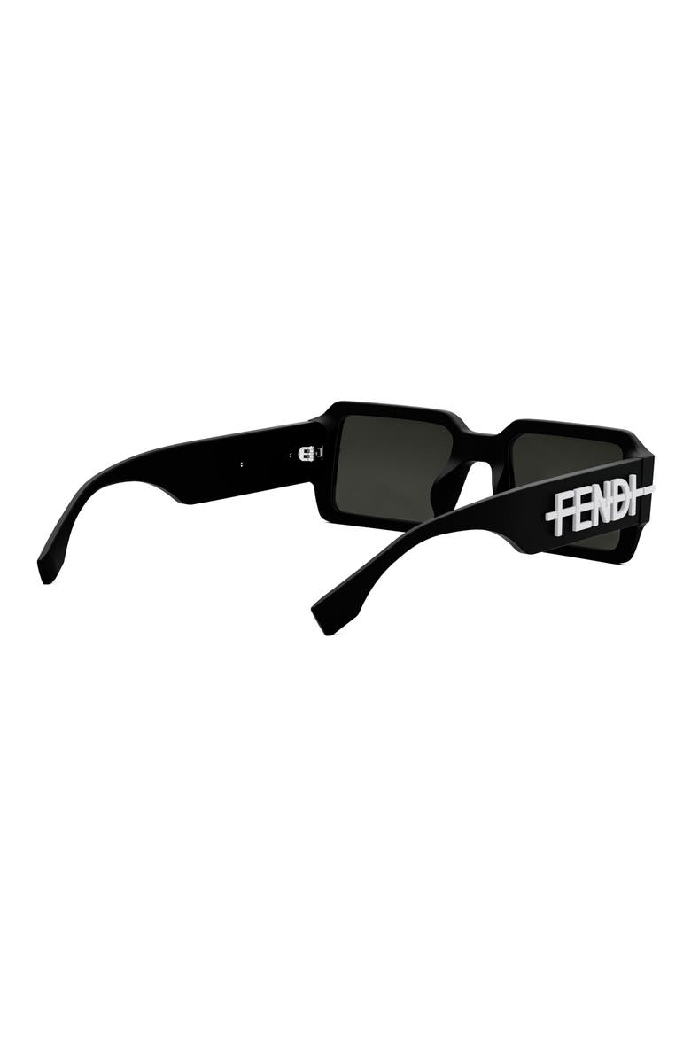 'Fendigraphy 52mm Geometric Sunglasses, Alternate, color, MATTE BLACK / SMOKE