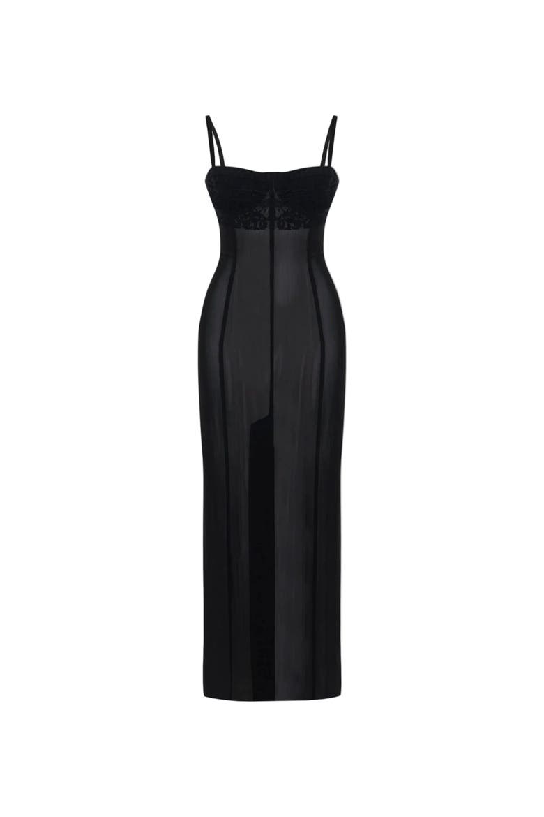 Daydreamers Strappy Dress With Tulle Detail, Main, color, BLACK