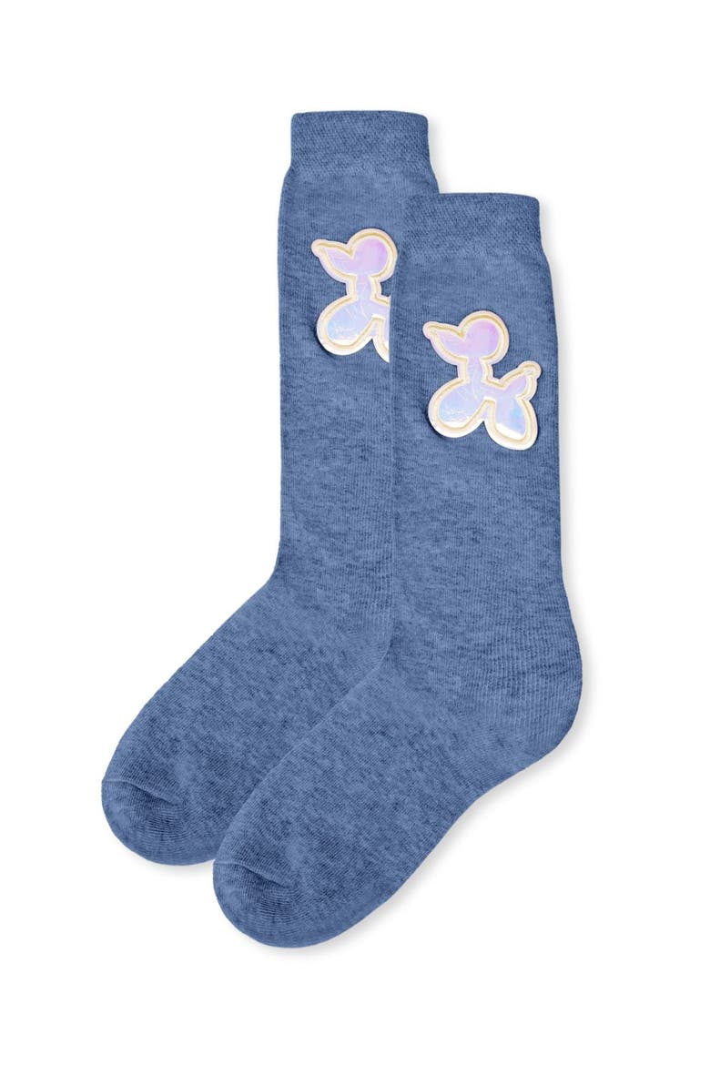 Iridescent Balloon Dog Knee High Sock, Alternate, color, Medium Denim